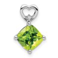 thumbnail image 1 of Auriga Fine Jewelry 14K White Gold Peridot and Diamond Heart Chain Slide Pendant for Women (L- 15.4mm, W-10.2mm), 1 of 4