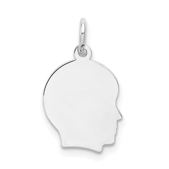 Auriga Fine Jewelry 14K White Gold Plain .009 Depth Charm for Women (L-18 mm, W-10 mm)