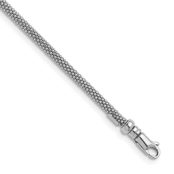 Auriga Fine Jewelry 14K White Gold Polished 3 mm Popcorn Mesh Chain Necklace for Women 18"