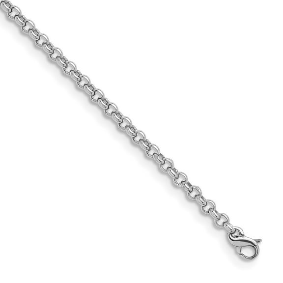 Auriga Fine Jewelry 14K White Gold Polished 4.3 mm Solid Rolo Chain Necklace for Women 18"