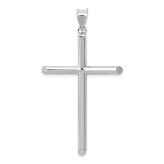 Auriga Fine Jewelry 14K White Gold Polished Hollow Cross Pendant for Women