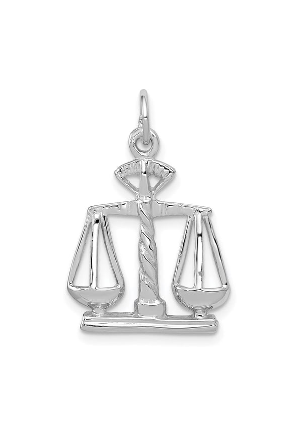 Fine Jewelry 14K White Gold Polished Scales of Justice Charm for Women (L - 23 mm, W - 16.5 mm)
