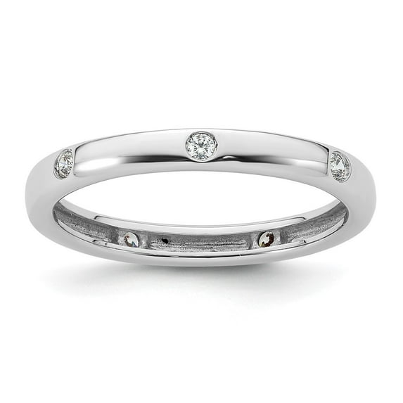 Auriga Fine Jewelry 14K White Gold Size 6.5 Bezel-set 1/10 carat Diamond Complete Eternity Band for Women