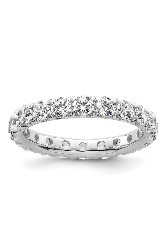 Fine Jewelry 14K White Gold Size 8 U-Shared Prong 3 carat Diamond Complete Eternity Band for Women