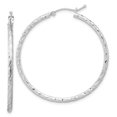 thumbnail image 1 of Auriga Fine Jewelry 14K White Gold Polished and Satin Diamond-cut Hoop Earrings for Women (L-40.5mm, W-40mm), 1 of 3