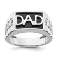 thumbnail image 1 of Auriga Fine Jewelry 14K White Gold Polished and Satin Onyx and Diamond DAD Men's Ring for Men Size 10 (0.01ct, Clarity- I2), 1 of 5