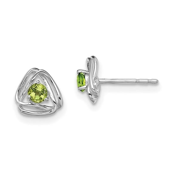 Auriga Fine Jewelry 14K White Gold Round Peridot Triangle Solitaire Stud Earrings for Women