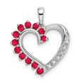 thumbnail image 1 of Auriga Fine Jewelry 14K White Gold Ruby and Diamond Heart Pendant (W- 17.42mm) for Women, 1 of 6