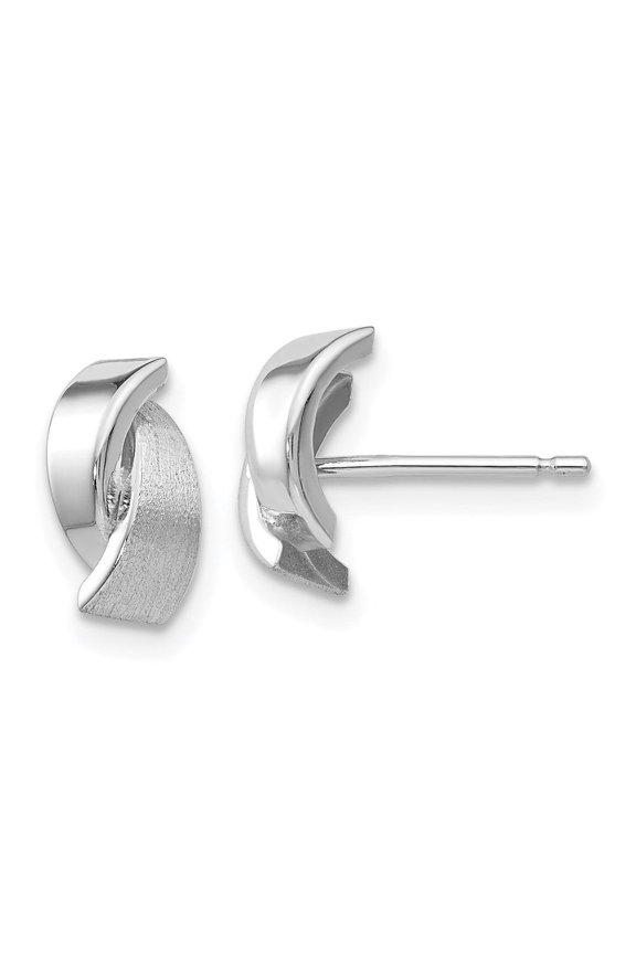 Fine Jewelry 14K White Gold Satin Fancy Stud Earrings for Women (L- 7mm, W- 6mm)