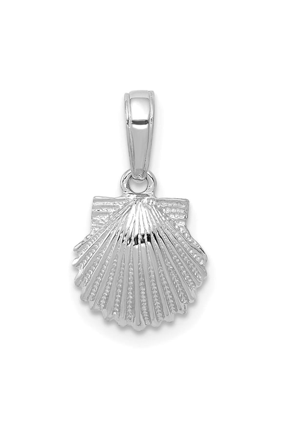 Fine Jewelry 14K White Gold Scallop Shell Pendant for Women