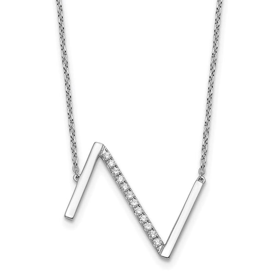 Auriga Fine Jewelry 14K White Gold Sideways Diamond Initial Z Necklace for Women