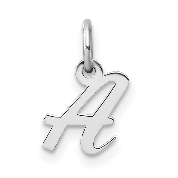 Auriga Fine Jewelry 14K White Gold Small Script Letter A Initial Charm for Women (L-14 mm)