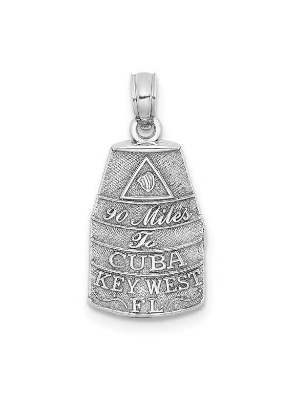 Fine Jewelry 14K White Gold Southern Most Point USA / KEY WEST FL Charm for Women (L-20.2 mm, W-9.9 mm)