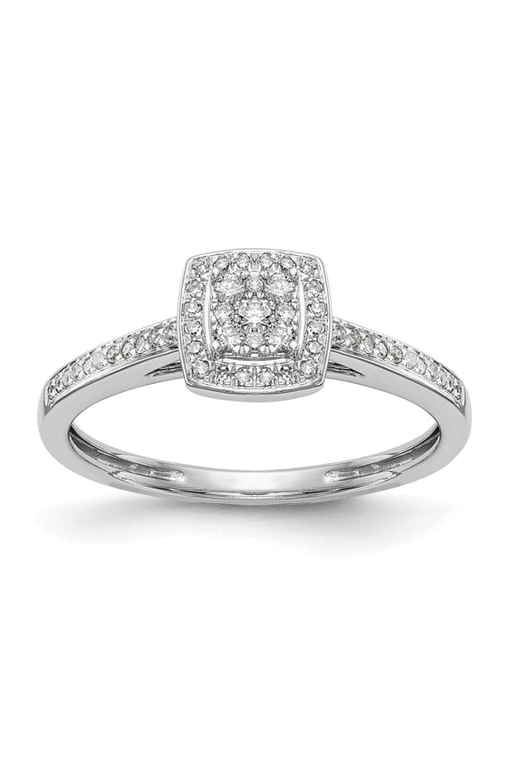 Fine Jewelry 14K White Gold Square Halo Cluster Diamond Complete Engagement Ring for Women Size 7 (0.2ct, Clarity- I1)