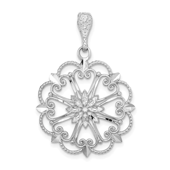 Auriga Fine Jewelry 14K White Gold Starburst with Heart Diamond-cut Beaded Charm for Women