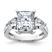 Auriga Fine Jewelry 14K White Gold Three Stone Moissanite Engagement Ring for Women Size 7 Carat 5 Carat, Color D-F