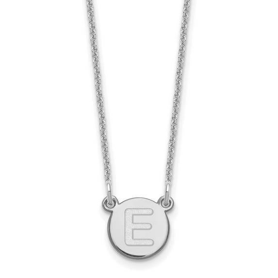 Auriga Fine Jewelry 14K White Gold Tiny Circle Block Letter E Initial Necklace for Women
