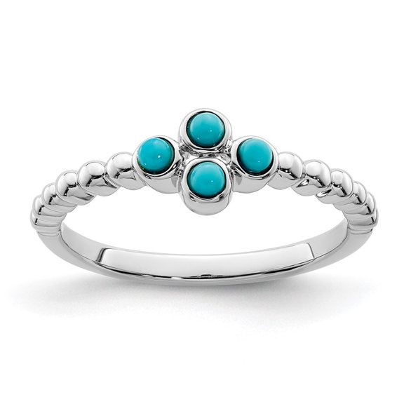 Auriga Fine Jewelry 14K White Gold Turquoise Ring for Women Size- 7
