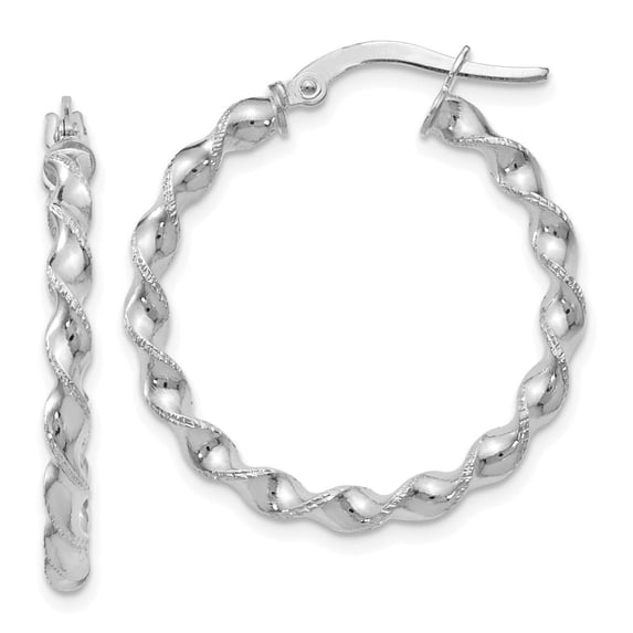 Auriga Fine Jewelry 14K White Gold Twisted Hoop Earrings for Women (L-26mm, W-25mm)