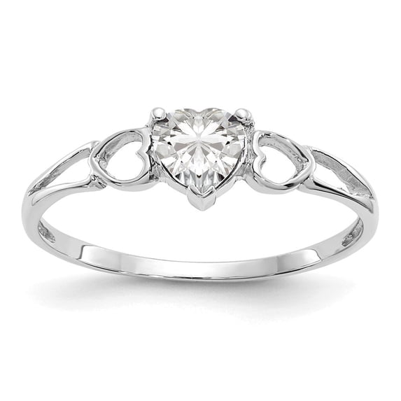 Auriga Fine Jewelry 14K White Gold White Topaz Birthstone Ring for Women Size- 6