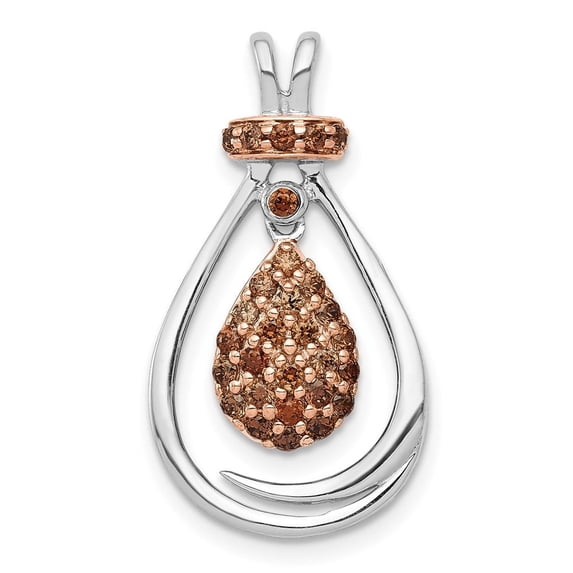 Auriga Fine Jewelry 14K White Gold w/Rose Rhodium 1/4ct Champagne Diamond Chain Slide Pendant for Women