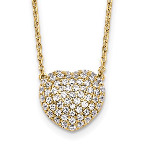 Auriga Fine Jewelry 14K Yellow Gold 1.5 mm Lab Grown Diamond Heart Necklace 18" for Women