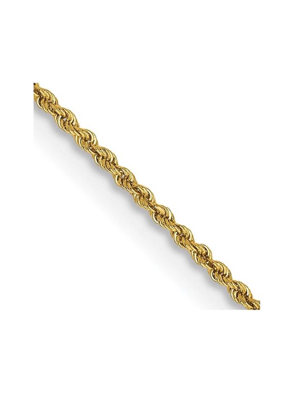 Fine Jewelry 14K Yellow Gold 1.5 mm Regular Rope Chain Necklace for Women 14"