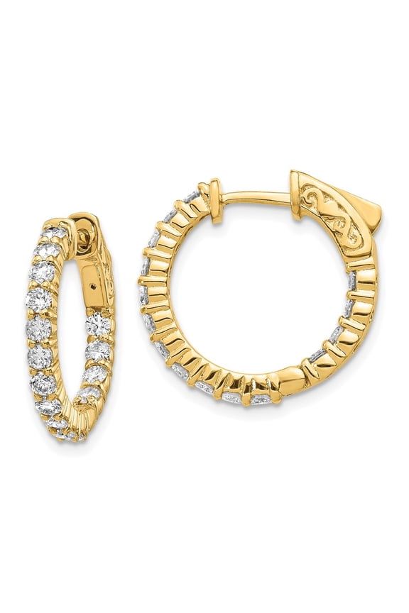 Fine Jewelry 14K Yellow Gold 1.5ct 2.30mm G H I True Light Moissanite Hoop w/Safety Clasp Earrings for Women