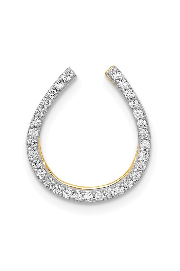 Fine Jewelry 14K Yellow Gold 1/6ct. Diamond Horseshoe Chain Slide Pendant for Women