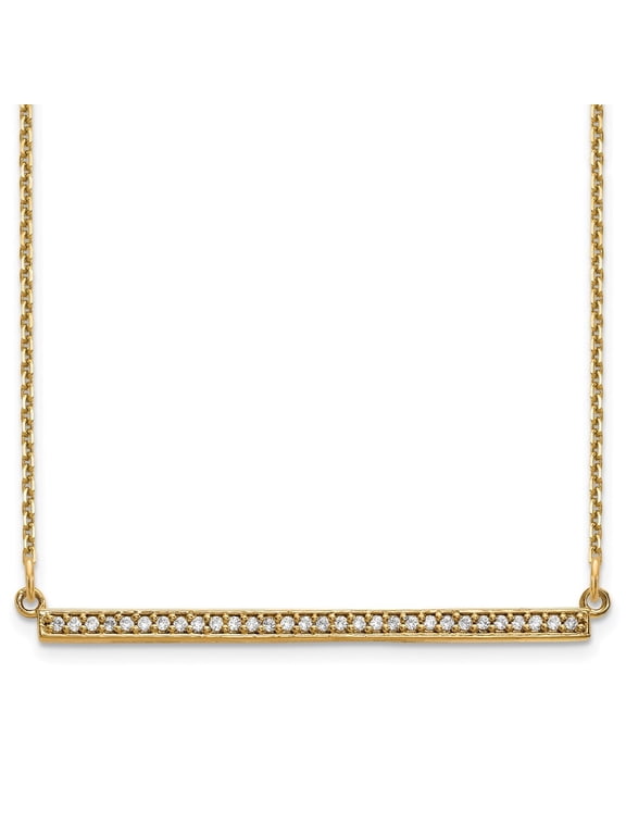 Fine Jewelry 14K Yellow Gold 1 mm Diamond Bar Necklace for Women 18"
