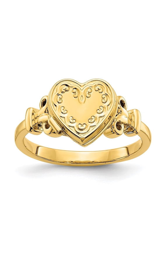 Fine Jewelry 14K Yellow Gold 10mm Heart Shaped (8x8mm Photos) Locket Ring Size- 7 for Men