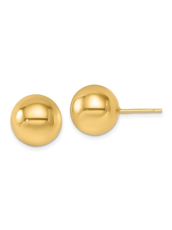 Fine Jewelry 14K Yellow Gold 12.0mm Ball Stud Earrings for Women (L- 0.48 inch, W- 0.48 inch)