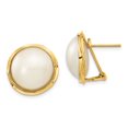 thumbnail image 1 of Auriga Fine Jewelry 14K Yellow Gold 14-15mm Pearl Omega Back Stud Earrings for Women (L- 22mm, W- 18mm), 1 of 5