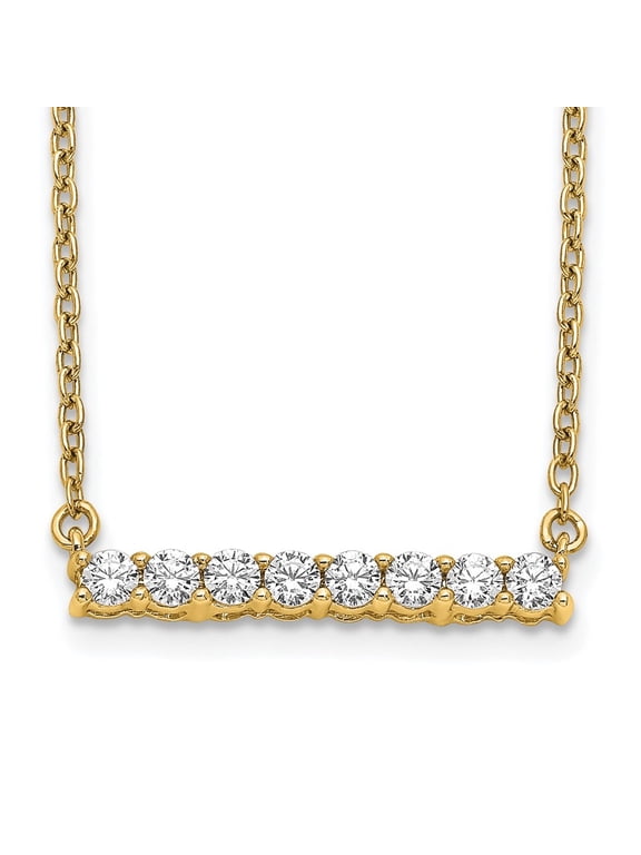Fine Jewelry 14K Yellow Gold 2.1 mm Lab Grown Diamond Bar Necklace for Women 18"