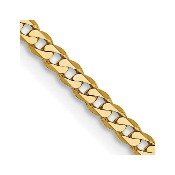 Auriga Fine Jewelry 14K Yellow Gold 2.2 mm Flat Beveled Curb Chain Necklace for Women 16"