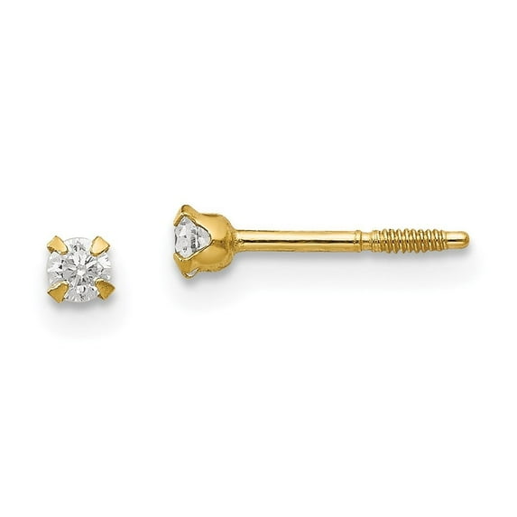 Auriga Fine Jewelry 14K Yellow Gold 2.25mm CZ Stud Earrings for Women (L- 3mm, W- 3mm)