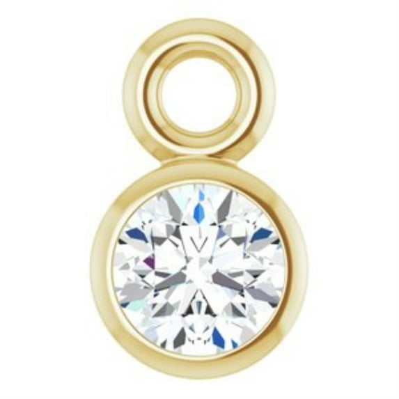 Auriga Fine Jewelry 14K Yellow Gold 2.5 mm Natural Diamond BezeL- Set Dangle Earrings For Women (0.06ct, Color- G-H, Clarity- I1)