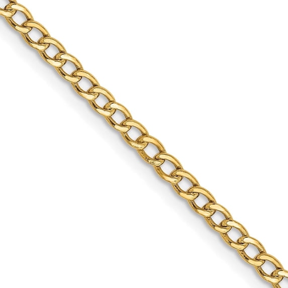 Auriga Fine Jewelry 14K Yellow Gold 2.5 mm Semi-Solid Curb Chain Necklace for Women 22"