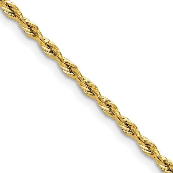 Auriga Fine Jewelry 14K Yellow Gold 2.5 mm Semi-Solid Rope Chain Necklace for Women 16"