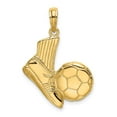 thumbnail image 1 of Auriga Fine Jewelry 14K Yellow Gold 2-D Soccer Shoe Kicking Ball Charm for Women (L - 19 mm, W - 19 mm), 1 of 6