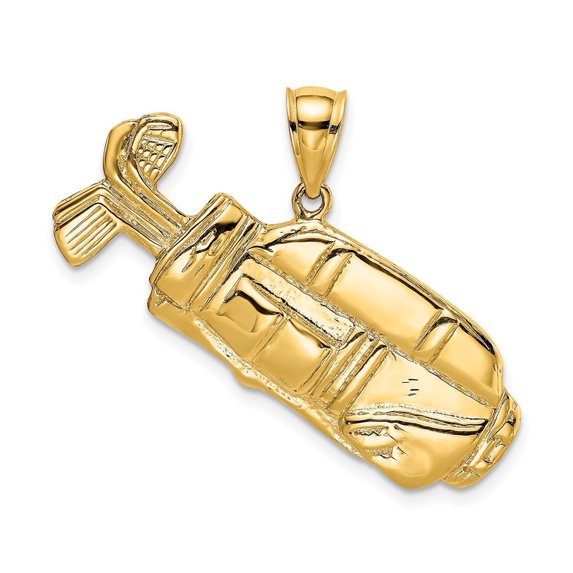 Auriga Fine Jewelry 14K Yellow Gold 2-D and Polished Golf Bag Charm for Women (Length - 13 mm, Width - 37.9 mm)
