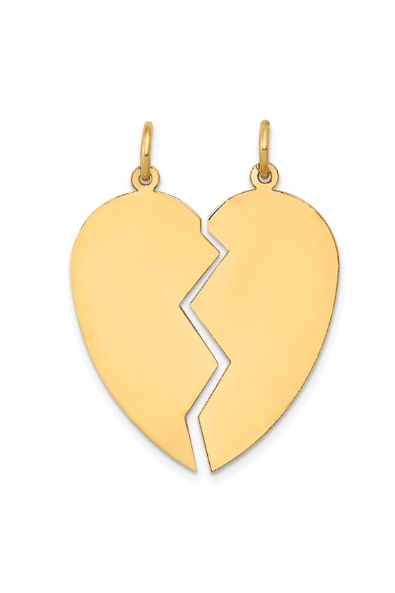 Fine Jewelry 14K Yellow Gold 2 Piece Heart Charm Pendant (L- 33 mm,W-24 mm) for Women