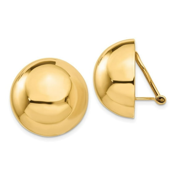 Auriga Fine Jewelry 14K Yellow Gold 20mm Half Ball Non-pierced Stud Earrings for Women