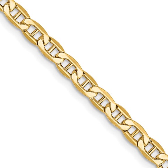 Auriga Fine Jewelry 14K Yellow Gold 3.2 mm Semi-Solid Anchor Chain Necklace for Men 22"