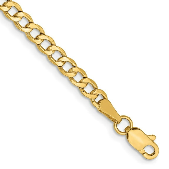 Auriga Mother's Day Gift 14K Yellow Gold 3.35mm Semi-Solid Curb Chain Bracelet for Women 7"