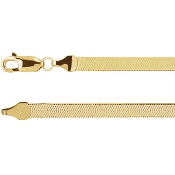 Auriga Fine Jewelry 14K Yellow Gold 3.8 mm Flexible Herringbone Chain Necklace for Women 20"