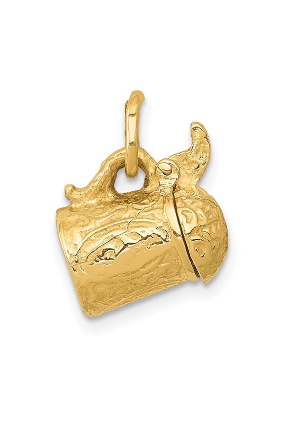 Fine Jewelry 14K Yellow Gold 3-D Beer Stein Charm Pendant for Women (L -15 mm,W-11 mm)