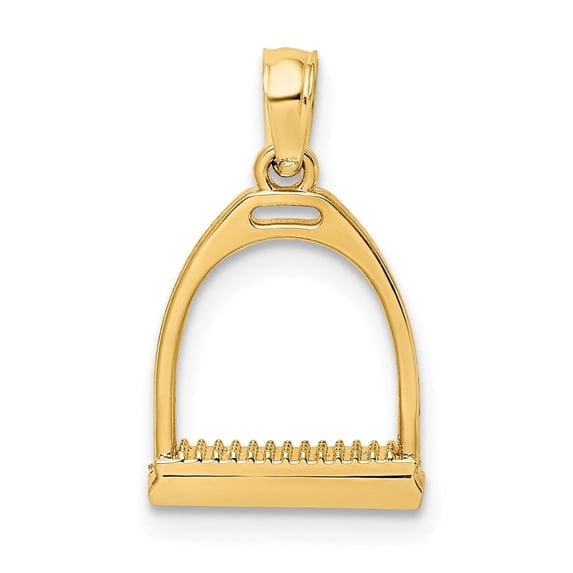 Auriga Fine Jewelry 14K Yellow Gold 3-D Polish Horse Stirrup Charm for Women