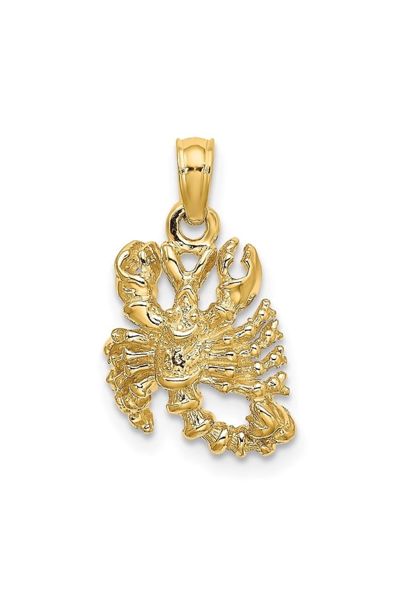 Fine Jewelry 14K Yellow Gold 3-D Scorpio Zodiac Charm Pendant for Women (L - 16.5mm, W - 10.8mm)