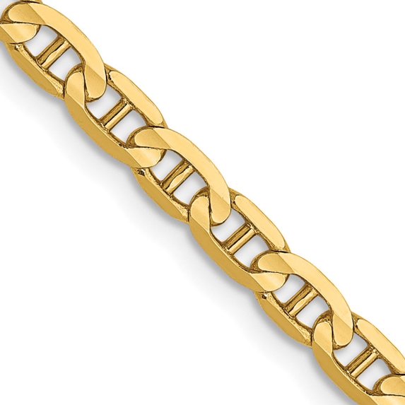 Auriga Fine Jewelry 14K Yellow Gold 3 mm Concave Anchor Chain Necklace for Women 22"